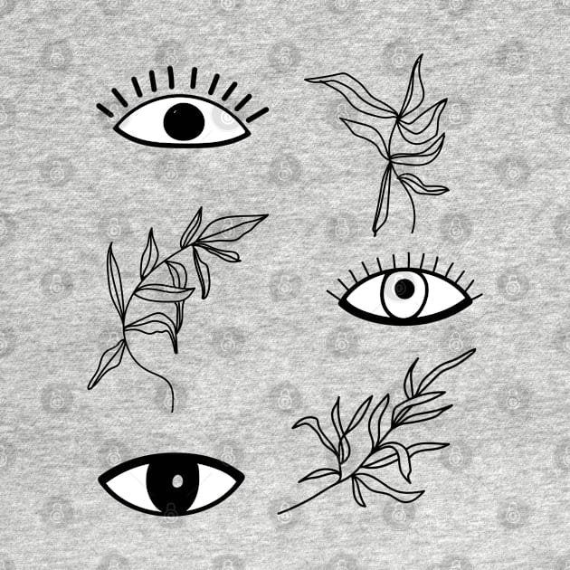 Seamless pattern with eyes and leaves. Psychedelic eyes. by CoCoArt-Ua